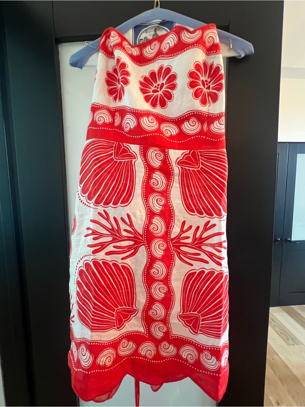 NWT FARM Rio Ainika Shell red and white linen blend mini dress - Picture 1 of 5
